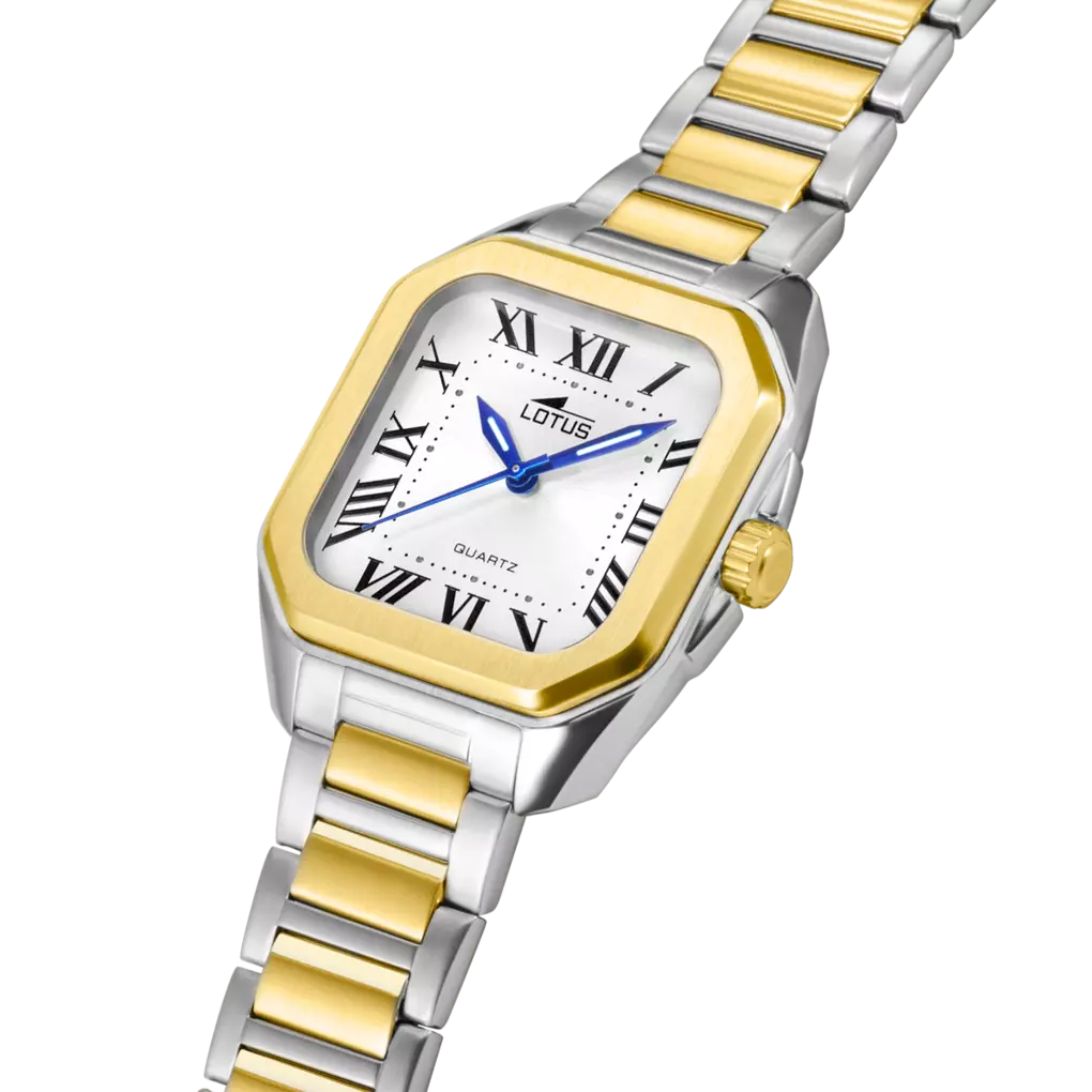 Lotus - Orologio Square Series Bianco con Bracciale in Acciaio Bicolore 18969/1