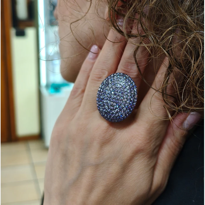 Doris - Anello in Argento con Pavè di Zirconi Viola ANDORZIRVI