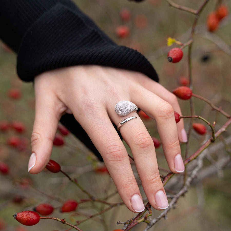 Vitae Gioielli - Anello Goccia Diamantato in Argento 925 GOCAN01AU-B