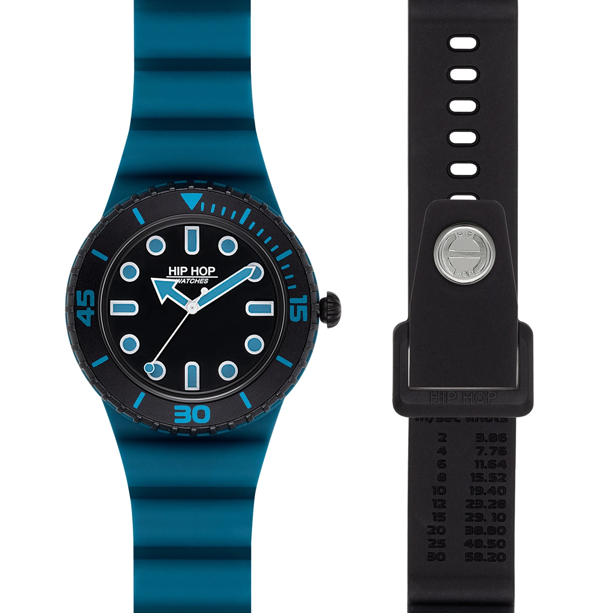 Breil - Orologio Hip Hop Master Doppio Cinturino Teal Blue/Nero 41mm HWU1232