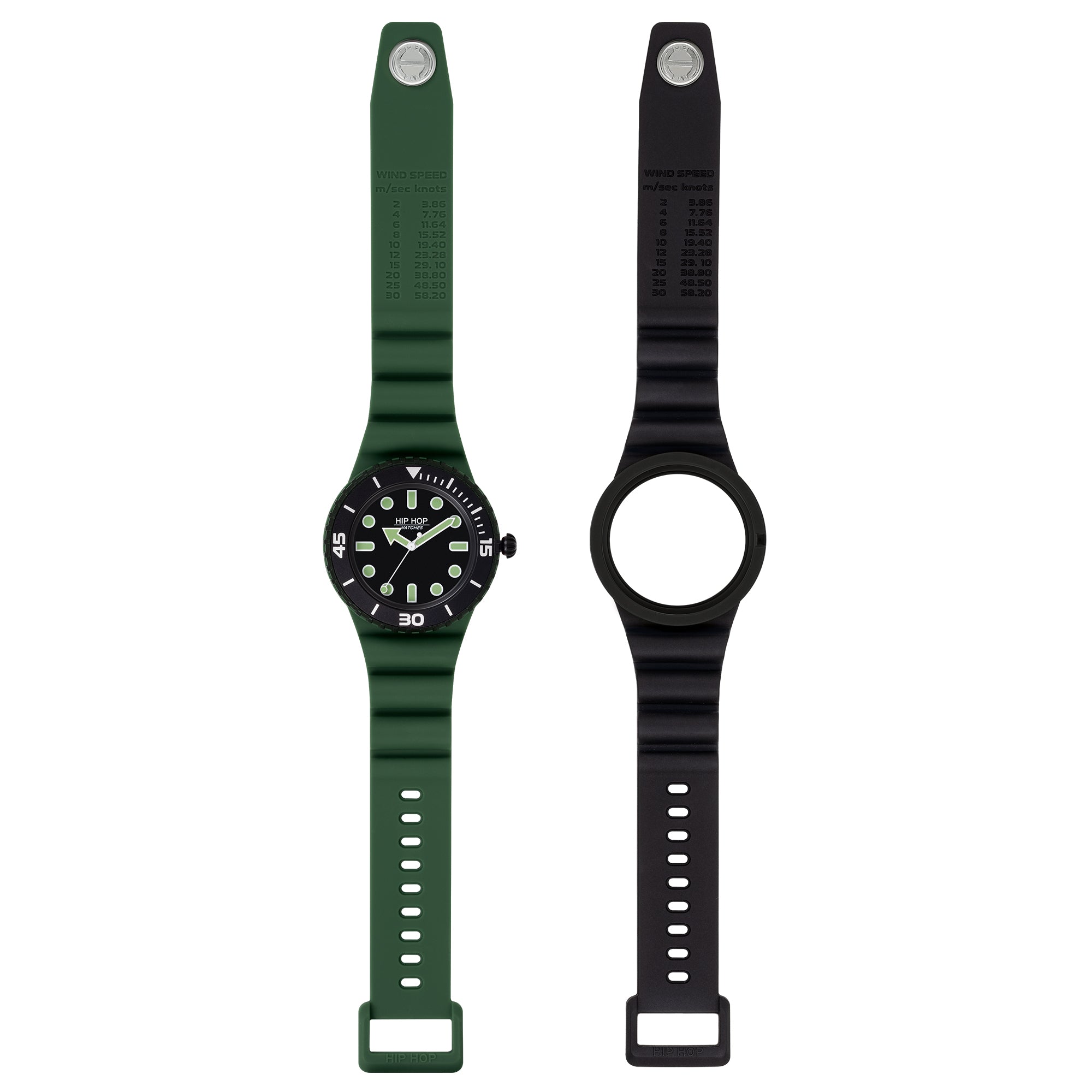 Breil - Orologio Hip Hop Master Doppio Cinturino Verde/Nero 41mm HWU1236