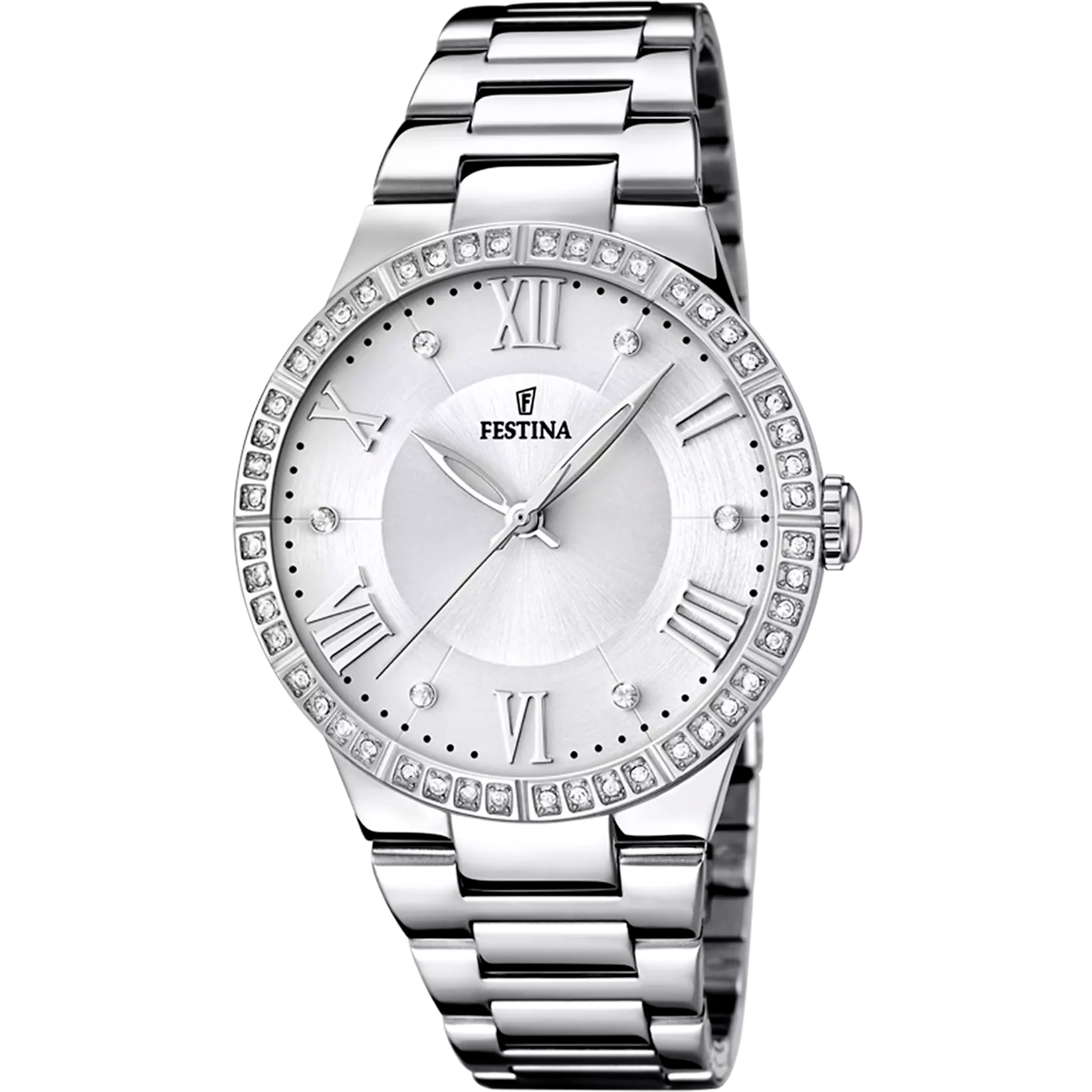 Festina - Orologio Boyfriend Bianco con Cinturino in Acciaio F16719/1