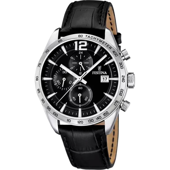 Festina - Orologio Cronografo Timeless con Cinturino in Pelle Nero F16760/4