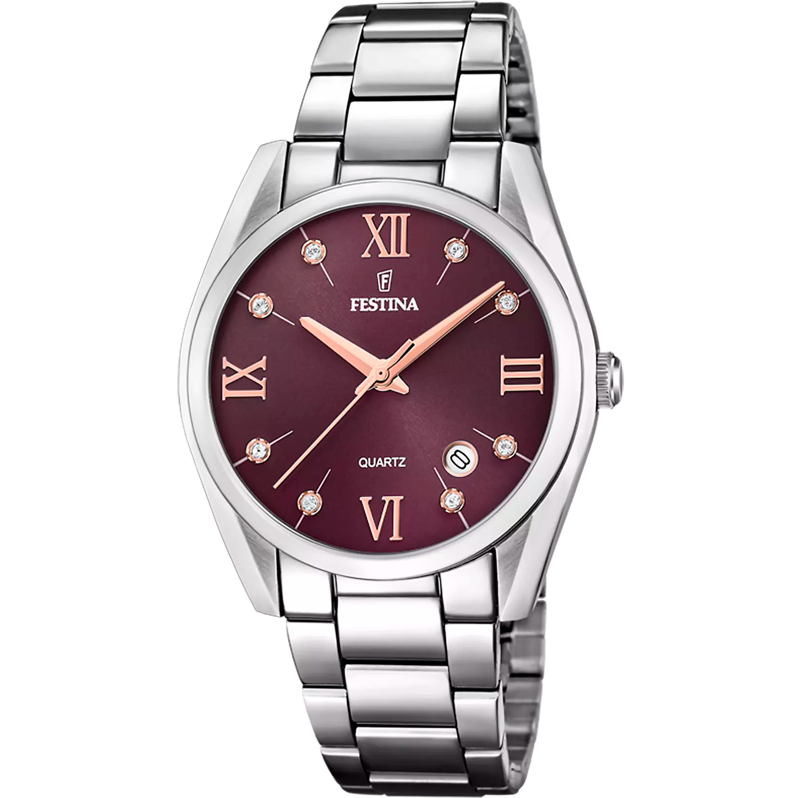 Festina - Orologio Boyfriend con Cinturino in Acciaio Bordeaux F16790/E