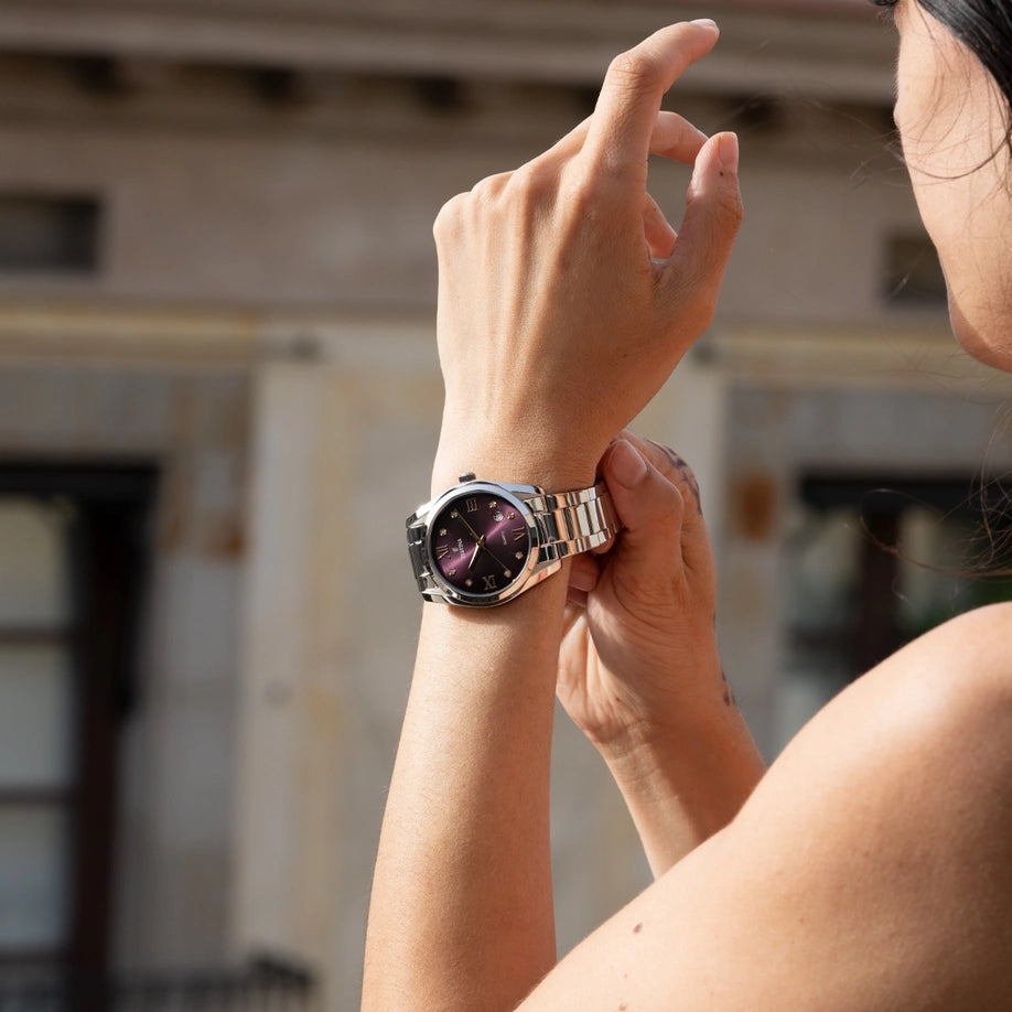 Festina - Orologio Boyfriend con Cinturino in Acciaio Bordeaux F16790/E