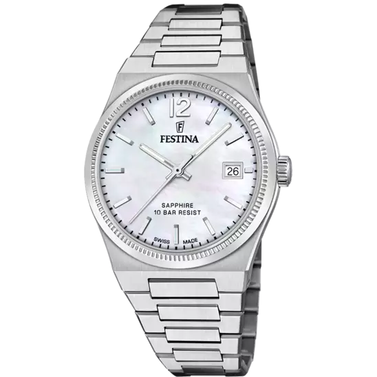 Festina - Orologio Swiss Made con Cinghia in Acciaio Beige F20035/1
