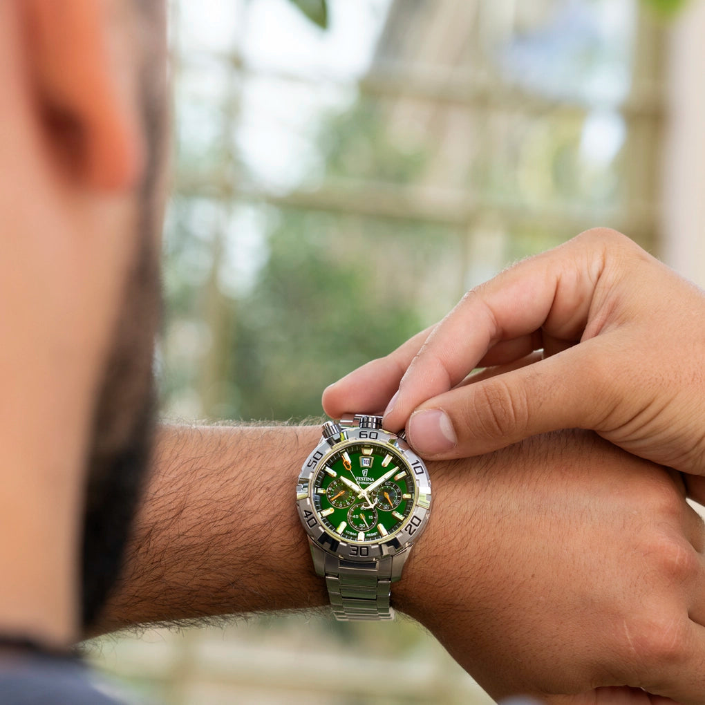 Festina - Orologio Bullhead Verde con Bracciale in Acciaio F20743/2