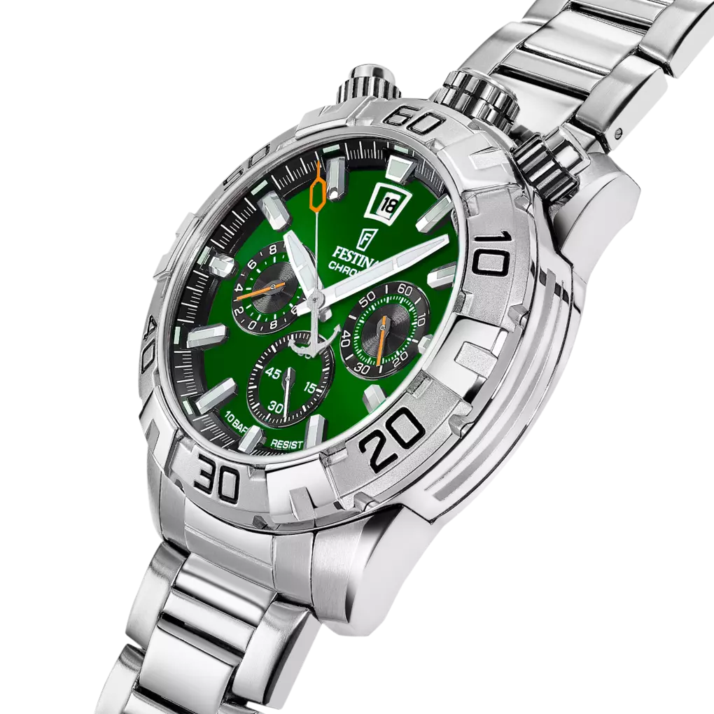 Festina - Orologio Bullhead Verde con Bracciale in Acciaio F20743/2
