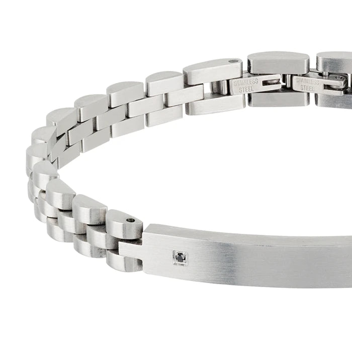 Breil - Bracciale Black Diamond in Acciaio Satinato con Diamante TJ2399