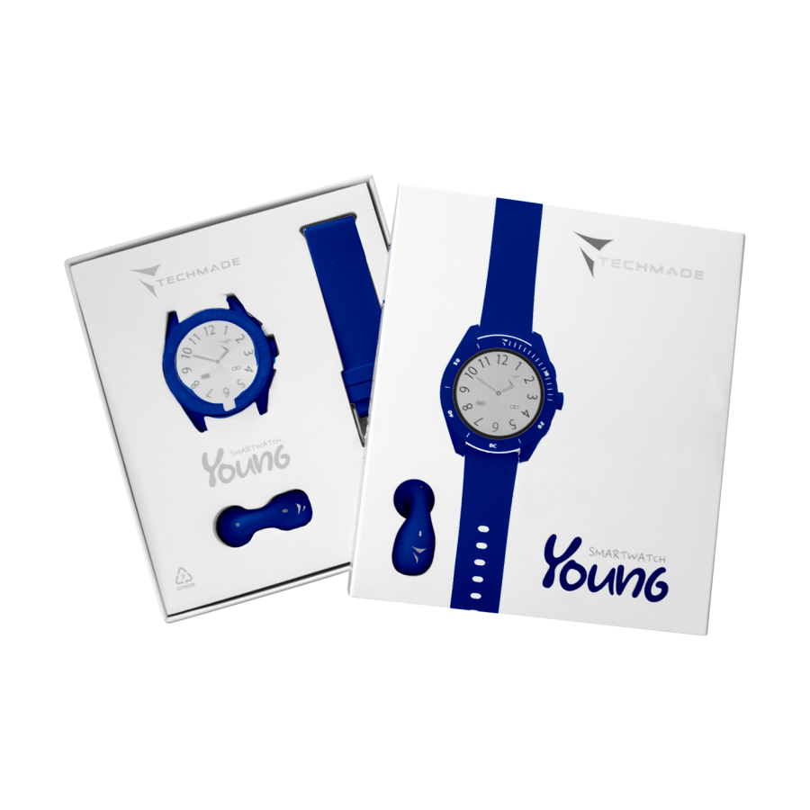 Techmade - Smartwatch Young con Auricolare Abbinato Blu TM-YOUNG-BL