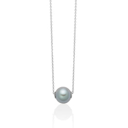 Collana Miluna con perla Oriente passante grigia in oro bianco 375 Codice articolo PCL6536BX