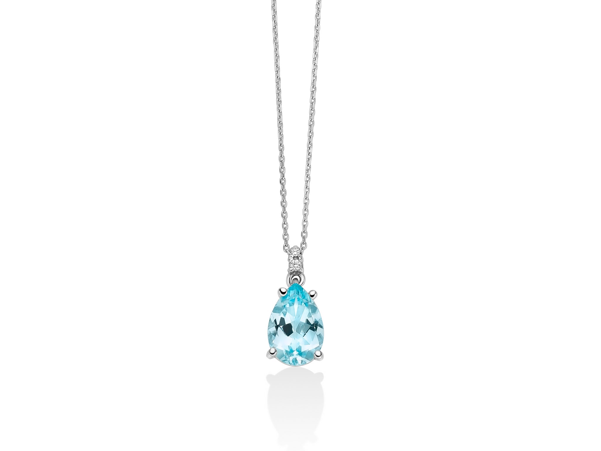 Collana Miluna Gemma del Cielo a goccia e diamanti in oro bianco 375