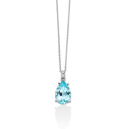 Collana Miluna Gemma del Cielo a goccia e diamanti in oro bianco 375