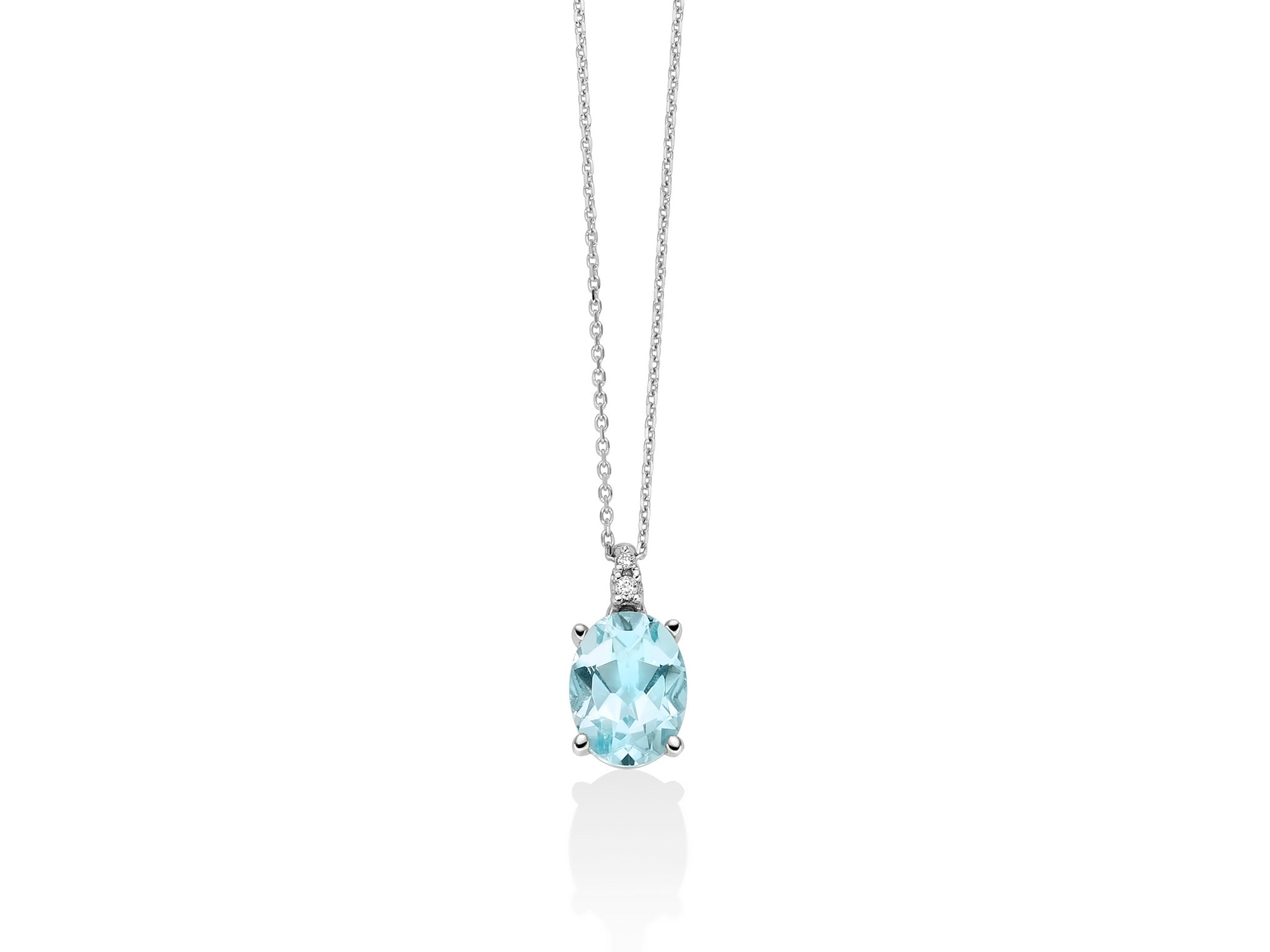 Collana Miluna Gemma del Cielo ovale e diamanti oro bianco 375