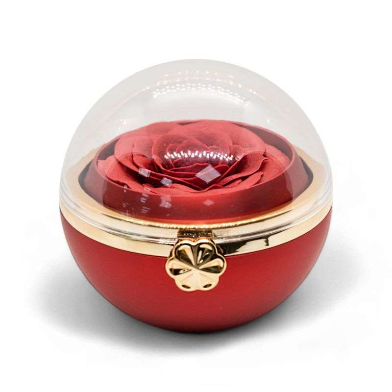 AG - Sfera Porta Gioielli con Rosa Stabilizzata