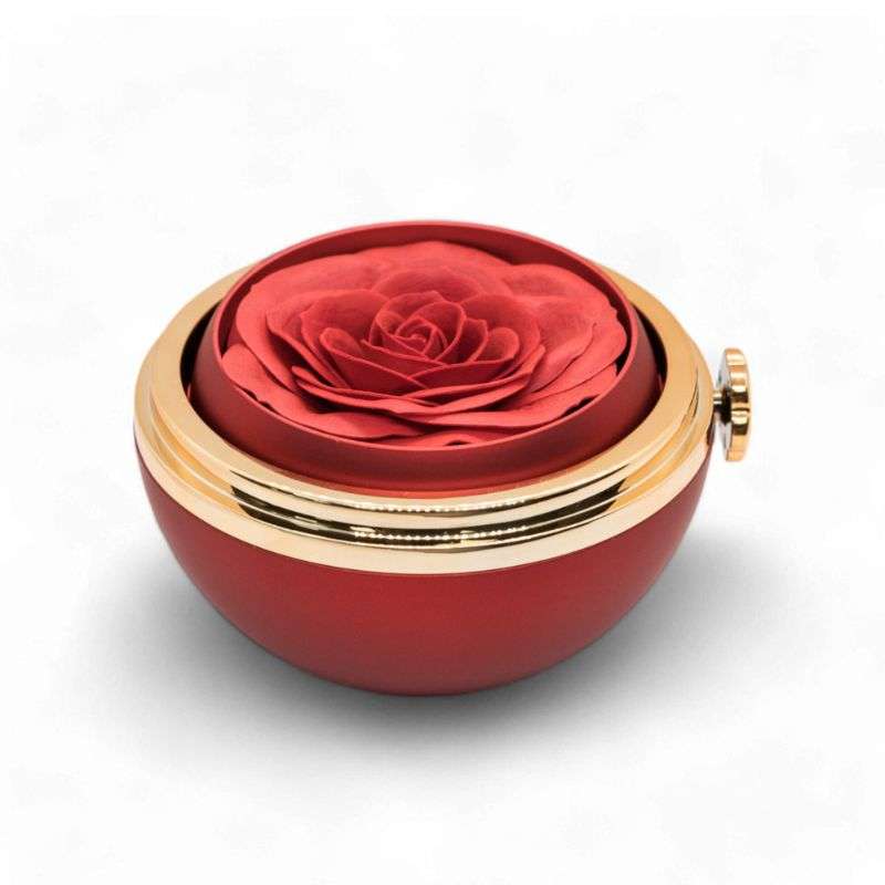 AG - Sfera Porta Gioielli con Rosa Stabilizzata