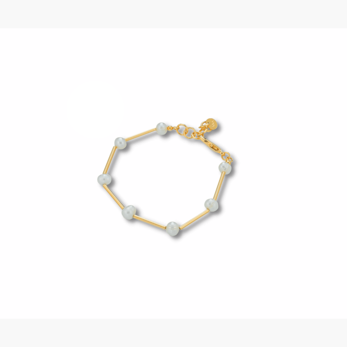 Muse - Bracciale Semi Rigido con Perle Bianche M254B