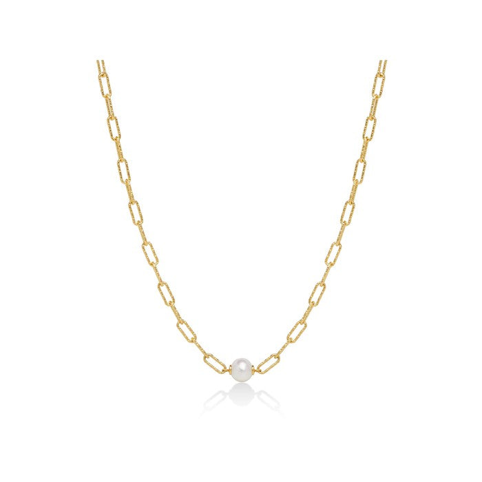 Miluna - Collana Donna Miss Italia Argento 925 Gold 1 Perla 7,5mm PCL6021G